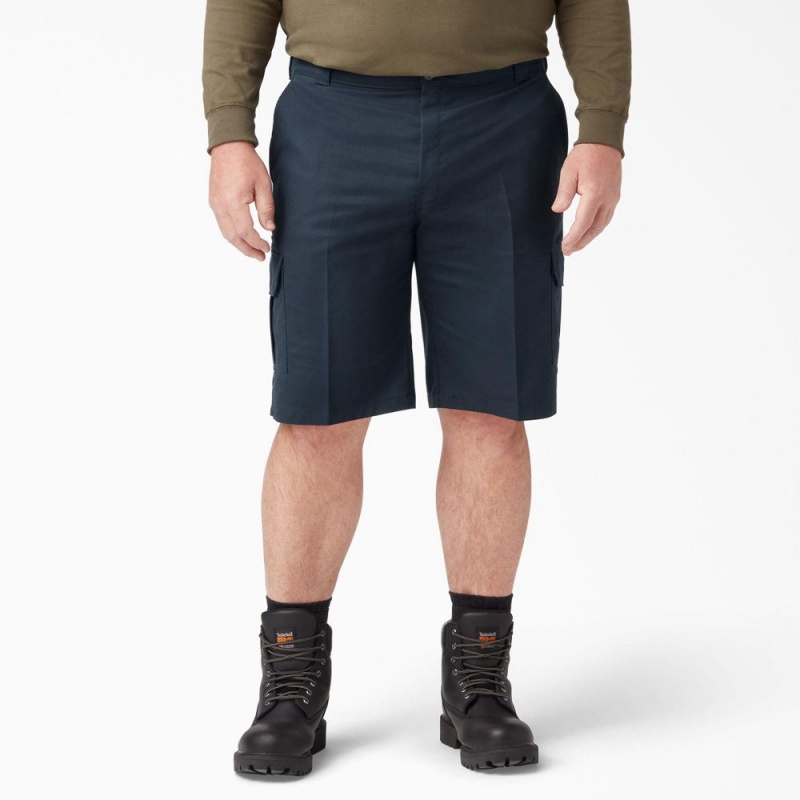 Navy Dickies FLEX Cooling Active Waist Regular Fit Cargo Men's Shorts | 325-BNKRSL