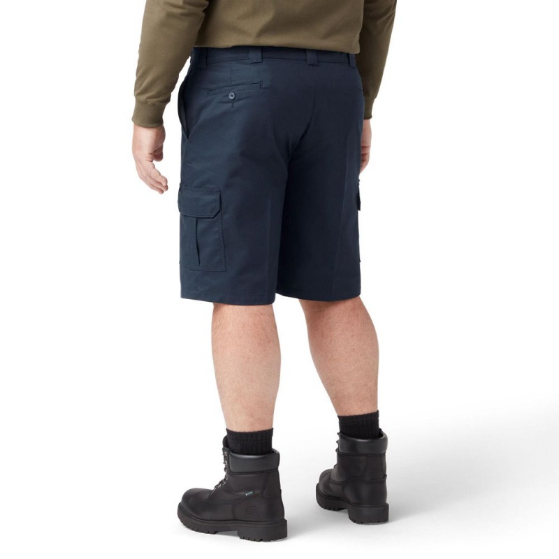 Navy Dickies FLEX Cooling Active Waist Regular Fit Cargo Men's Shorts | 325-BNKRSL