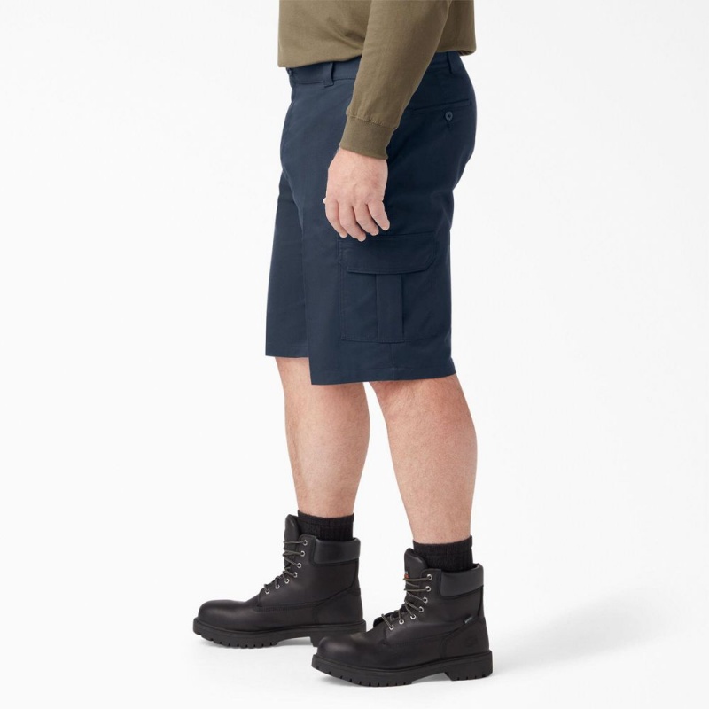 Navy Dickies FLEX Cooling Active Waist Regular Fit Cargo Men's Shorts | 325-BNKRSL