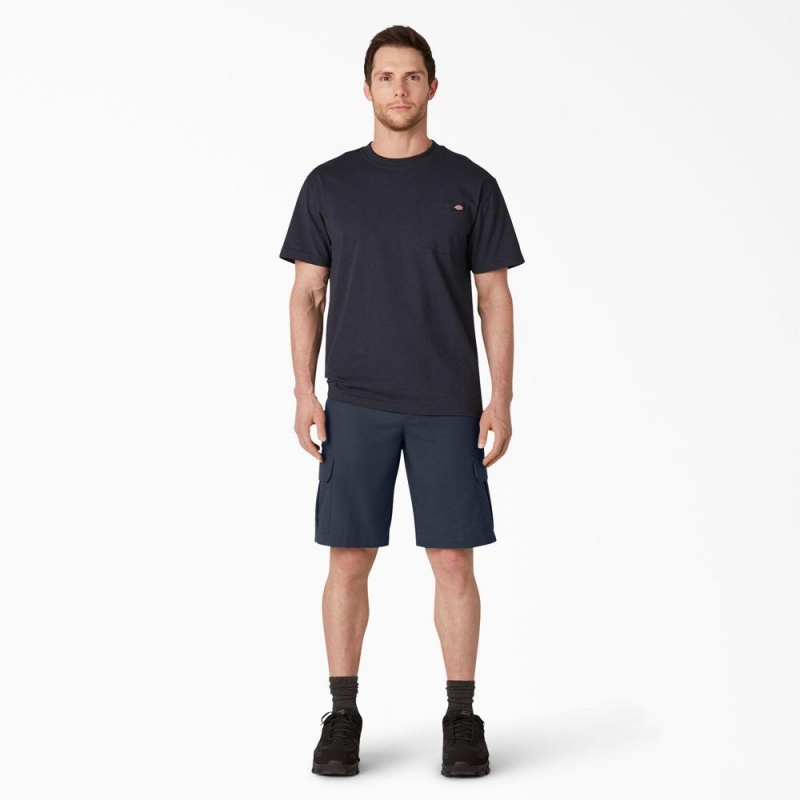 Navy Dickies FLEX Cooling Active Waist Regular Fit Cargo Men's Shorts | 325-BNKRSL