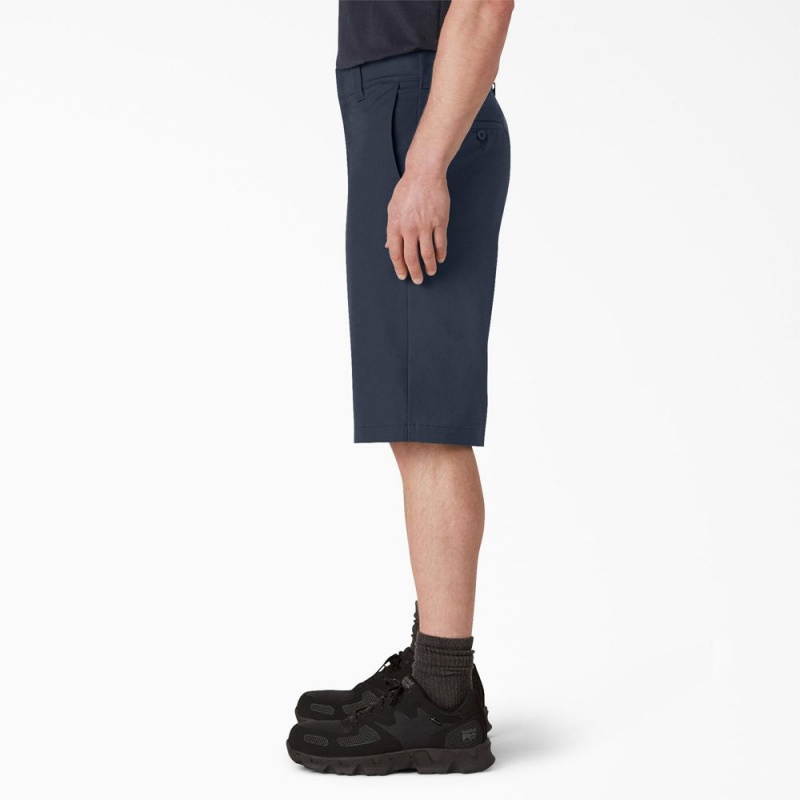 Navy Dickies FLEX Cooling Active Waist Regular Fit Men's Shorts | 327-AHOGRD