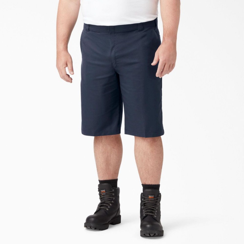 Navy Dickies FLEX Cooling Active Waist Regular Fit Men's Shorts | 327-AHOGRD