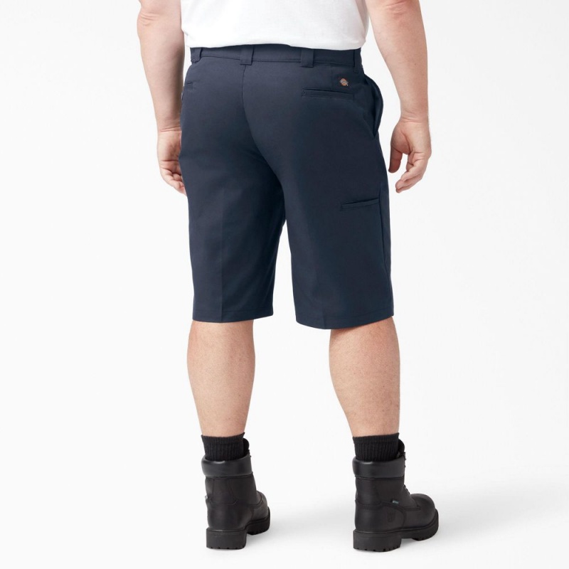 Navy Dickies FLEX Cooling Active Waist Regular Fit Men's Shorts | 327-AHOGRD