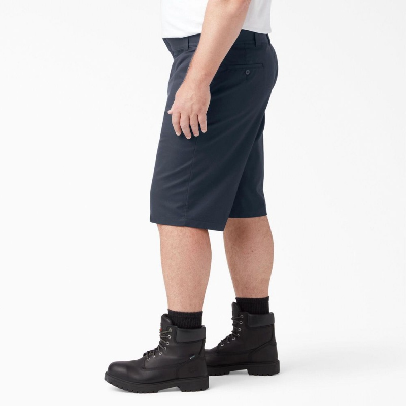 Navy Dickies FLEX Cooling Active Waist Regular Fit Men's Shorts | 327-AHOGRD