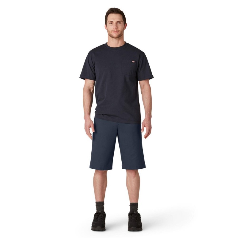 Navy Dickies FLEX Cooling Active Waist Regular Fit Men's Shorts | 327-AHOGRD