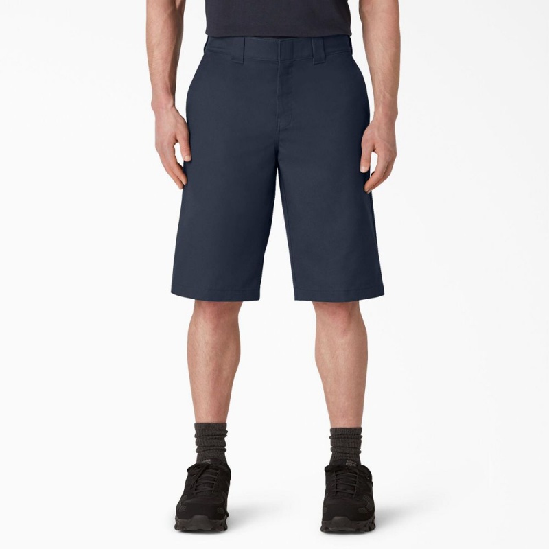 Navy Dickies FLEX Cooling Active Waist Regular Fit Men\'s Shorts | 327-AHOGRD