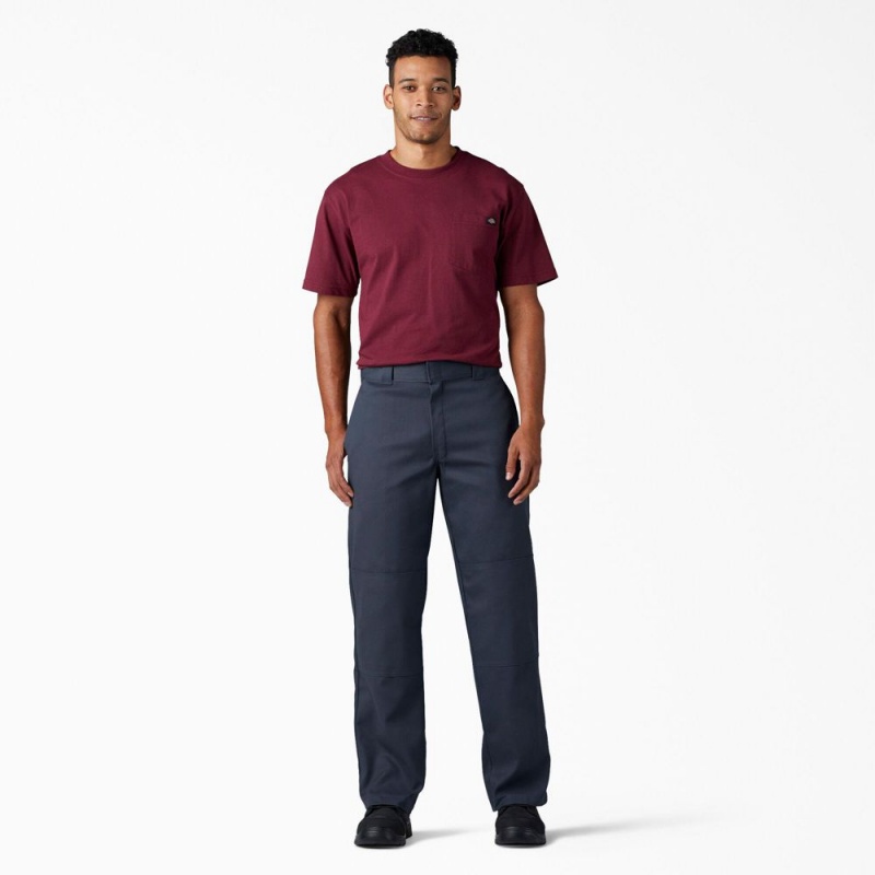 Navy Dickies FLEX Loose Fit Double Knee Men's Work Pants | 913-SHVNYC