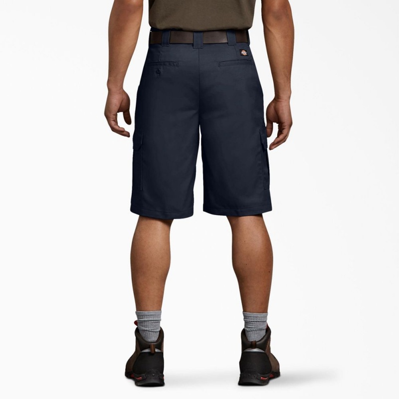 Navy Dickies FLEX Regular Fit Cargo Men's Shorts | 378-VSAYXD