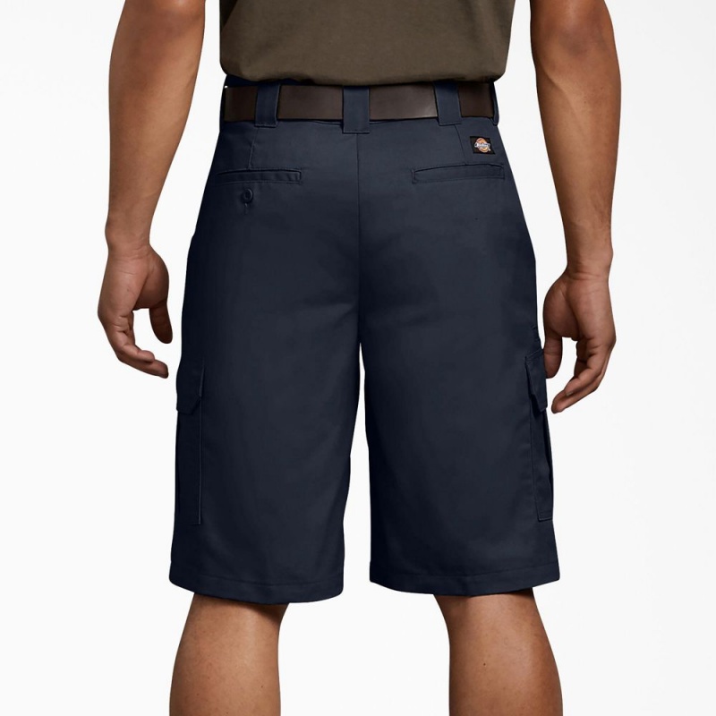 Navy Dickies FLEX Regular Fit Cargo Men's Shorts | 378-VSAYXD