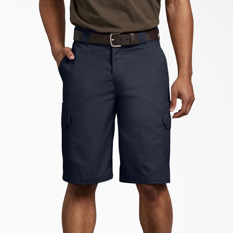 Navy Dickies FLEX Regular Fit Cargo Men\'s Shorts | 378-VSAYXD