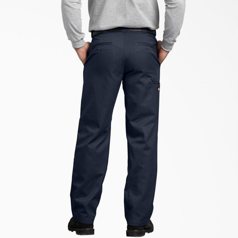 Navy Dickies FLEX Regular Fit Double Knee Men's Work Pants | 098-PFWYLT