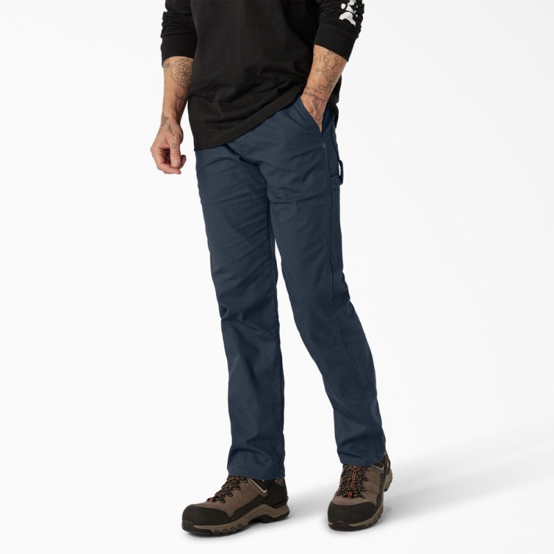 Navy Dickies FLEX Regular Fit Duck Carpenter Men's Pants | 095-IXFAKB