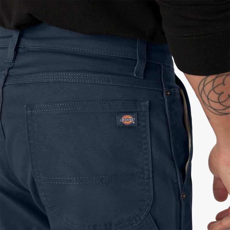 Navy Dickies FLEX Regular Fit Duck Carpenter Men's Pants | 095-IXFAKB