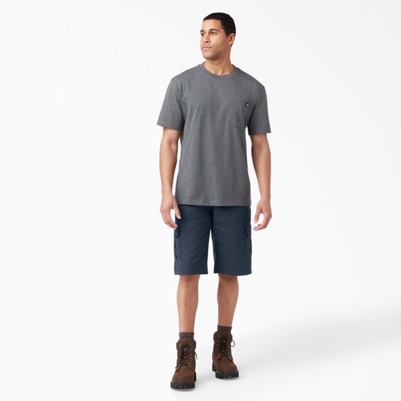 Navy Dickies FLEX Relaxed Fit Cargo Men's Shorts | 628-EXSBPI