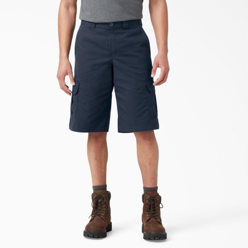 Navy Dickies FLEX Relaxed Fit Cargo Men\'s Shorts | 628-EXSBPI