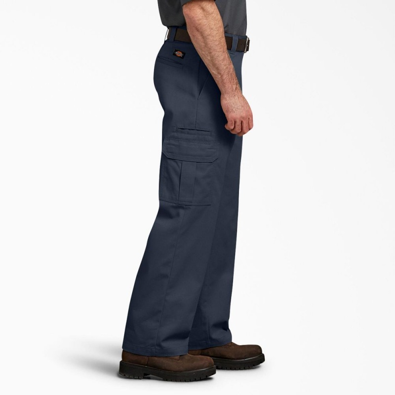 Navy Dickies FLEX Relaxed Fit Men's Cargo Pants | 564-NFACJL