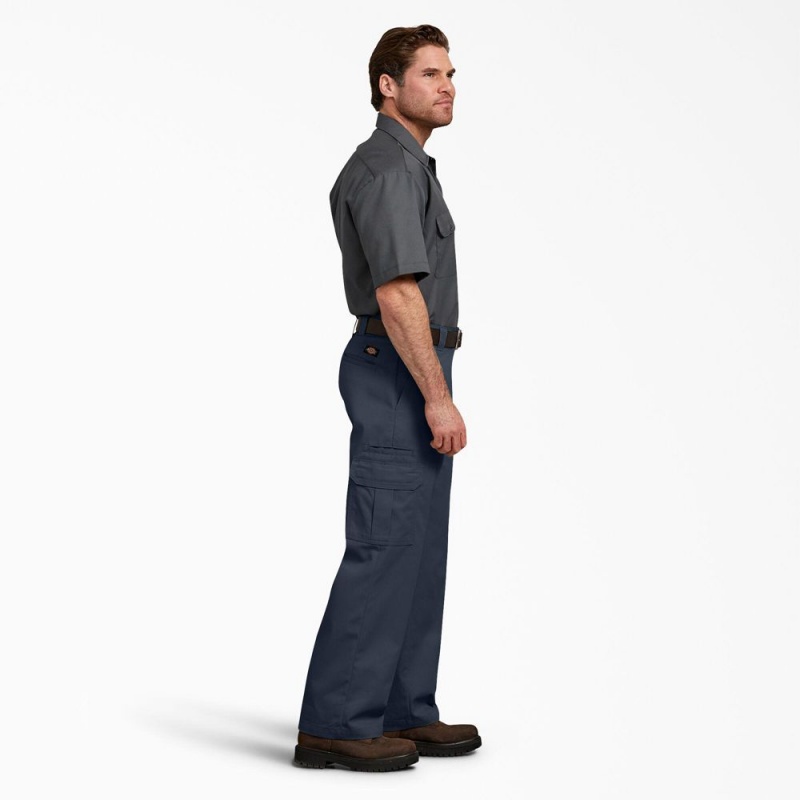 Navy Dickies FLEX Relaxed Fit Men's Cargo Pants | 564-NFACJL