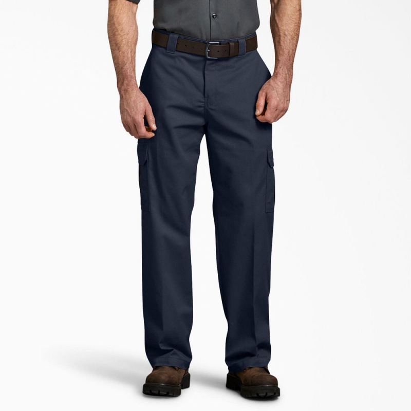 Navy Dickies FLEX Relaxed Fit Men\'s Cargo Pants | 564-NFACJL