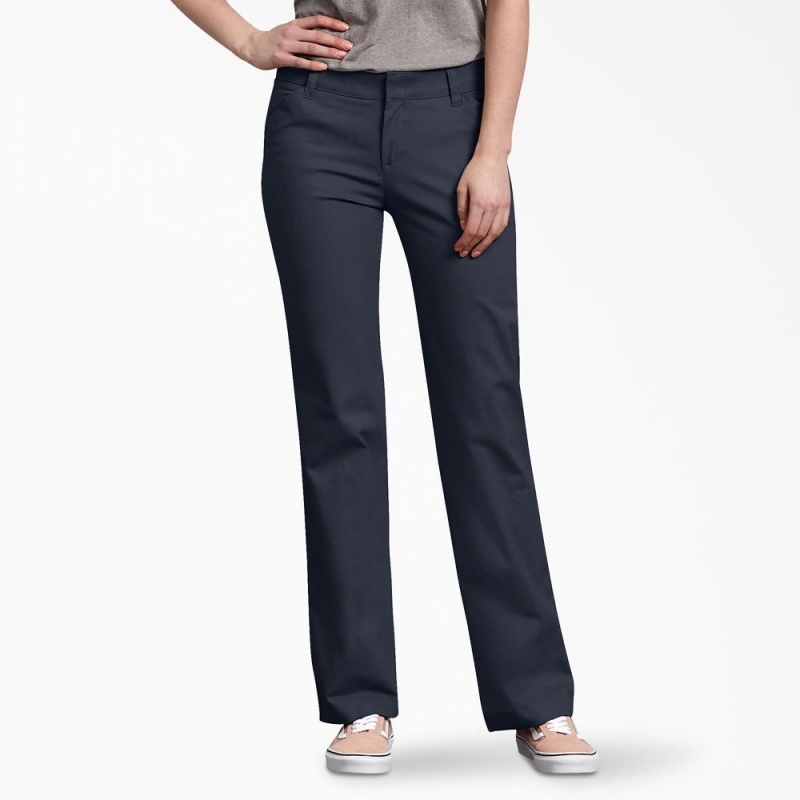 Navy Dickies FLEX Relaxed Fit Women\'s Pants | 836-RQJLEG