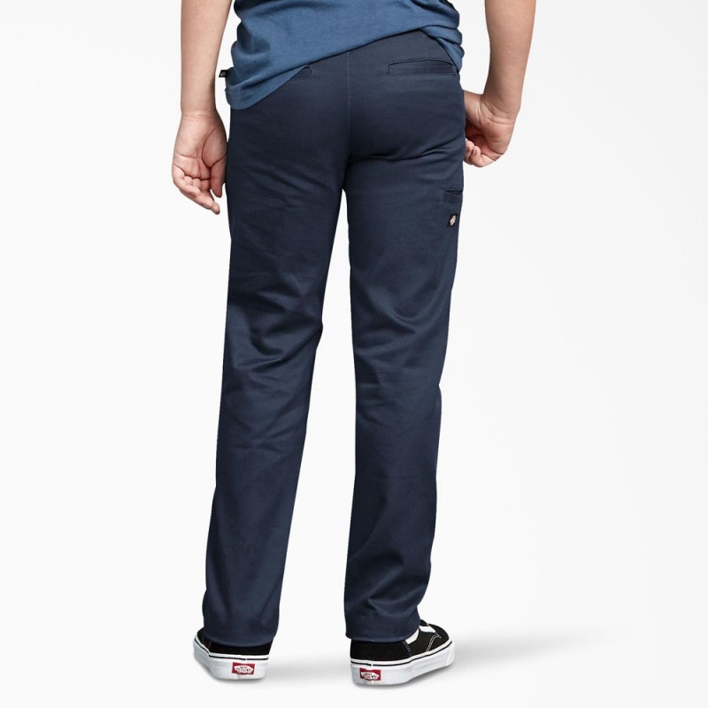 Navy Dickies FLEX Skinny Fit Kids' Pants | 076-AKYZMG