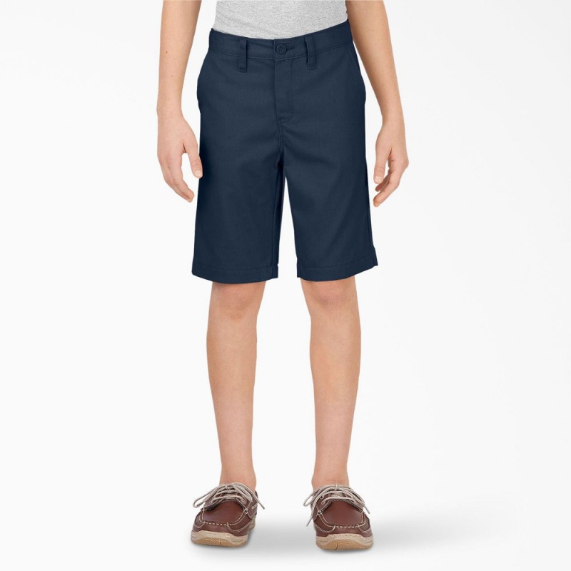 Navy Dickies FLEX Slim Fit Kids\' Shorts | 659-DIUZPK