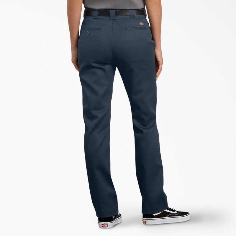 Navy Dickies FLEX Slim Fit Women's Pants | 765-ZFITBC