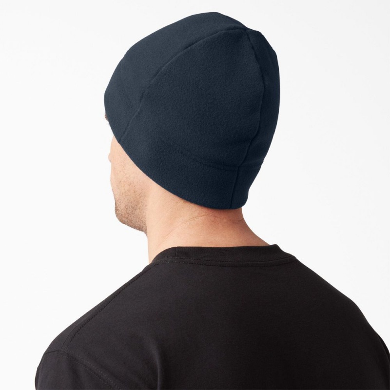 Navy Dickies Fleece Men's Beanie | 610-MUPOEV