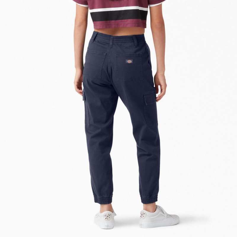 Navy Dickies High Rise Fit Jogger Women's Cargo Pants | 601-IDTFWU