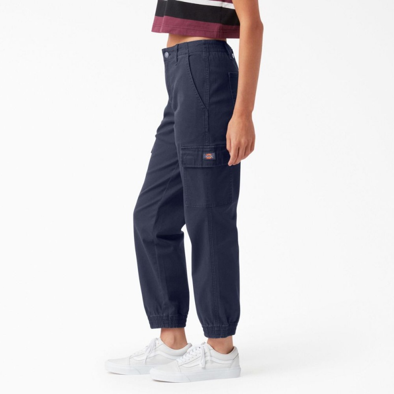 Navy Dickies High Rise Fit Jogger Women's Cargo Pants | 601-IDTFWU