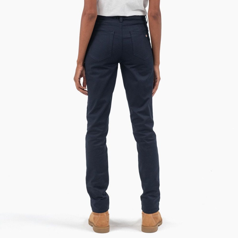 Navy Dickies High Rise Skinny Twill Women's Pants | 186-JNIVAH