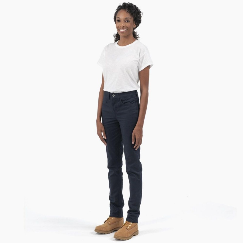 Navy Dickies High Rise Skinny Twill Women's Pants | 186-JNIVAH