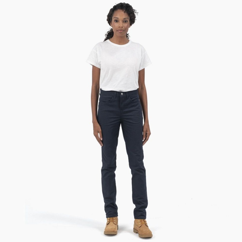 Navy Dickies High Rise Skinny Twill Women's Pants | 186-JNIVAH