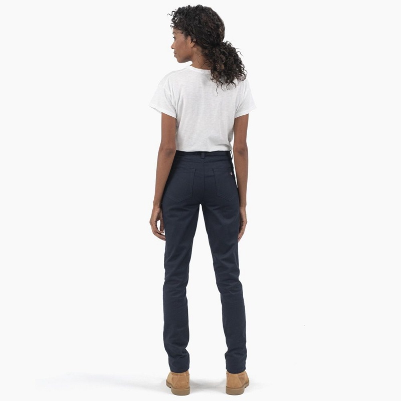 Navy Dickies High Rise Skinny Twill Women's Pants | 186-JNIVAH