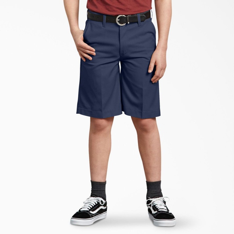 Navy Dickies Husky Classic Fit Kids\' Shorts | 912-QKJWID