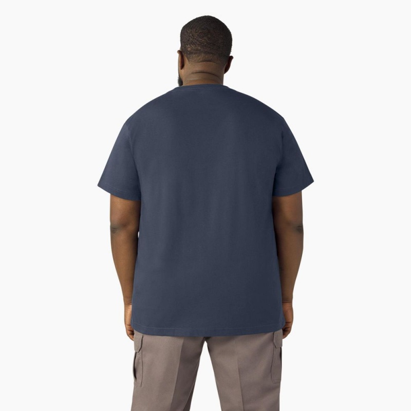 Navy Dickies Lightweight Short Sleeve Pocket Men's T-Shirt | 456-VBPCOM