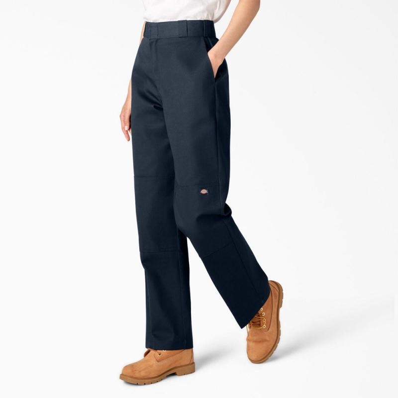 Navy Dickies Loose Fit Double Knee Women's Work Pants | 519-VMWECZ