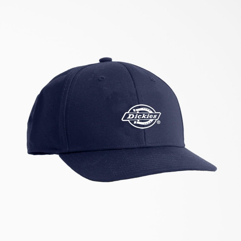 Navy Dickies Low Pro Logo Print Men\'s Cap | 784-HTDPVU