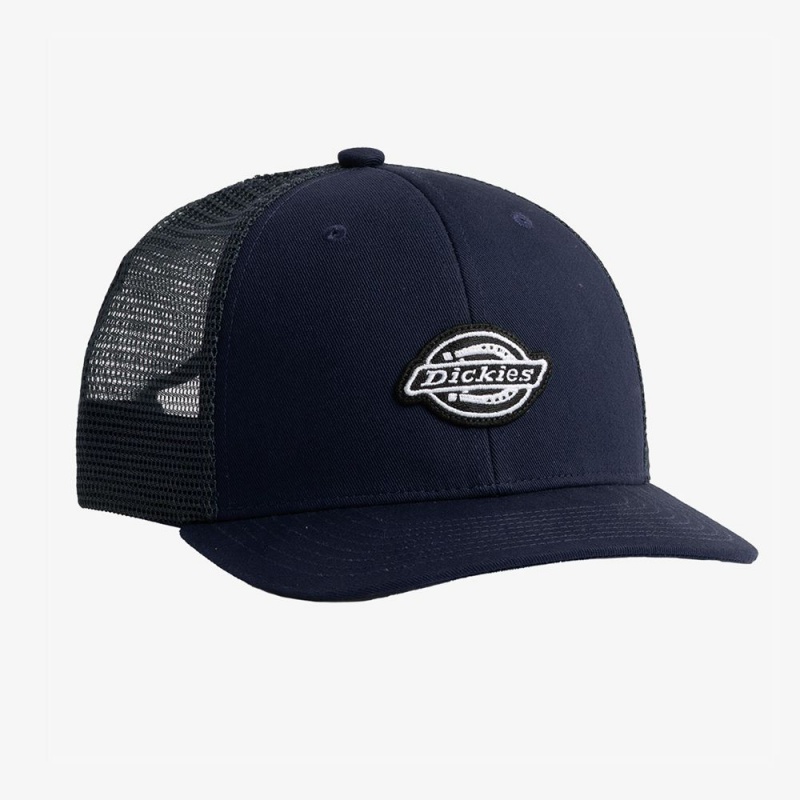 Navy Dickies Low Pro Logo Trucker Men\'s Hat | 452-HDEJYB