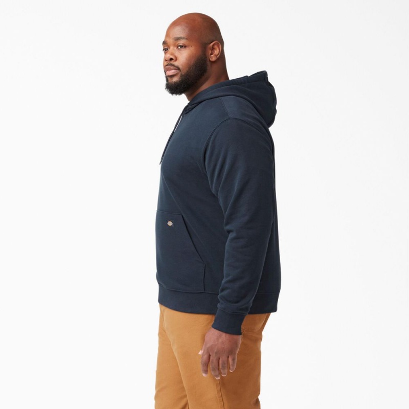 Navy Dickies Midweight Fleece Men's Hoodie | 654-TUGZOE