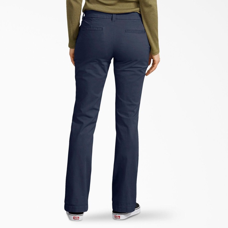 Navy Dickies Perfect Shape Relaxed Fit Bootcut Women's Pants | 759-NSJXED