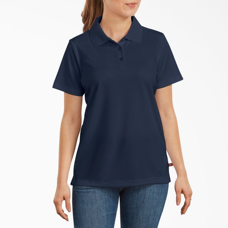 Navy Dickies Performance Women\'s Polo Shirt | 862-GUYQWB