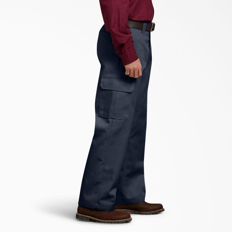 Navy Dickies Relaxed Fit Cargo Men's Work Pants | 469-SVGWNP