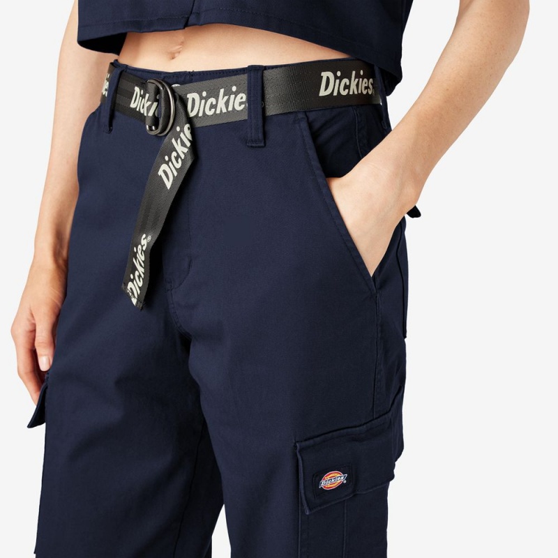 Navy Dickies Relaxed Fit Cropped Women's Cargo Pants | 358-WIGXYF