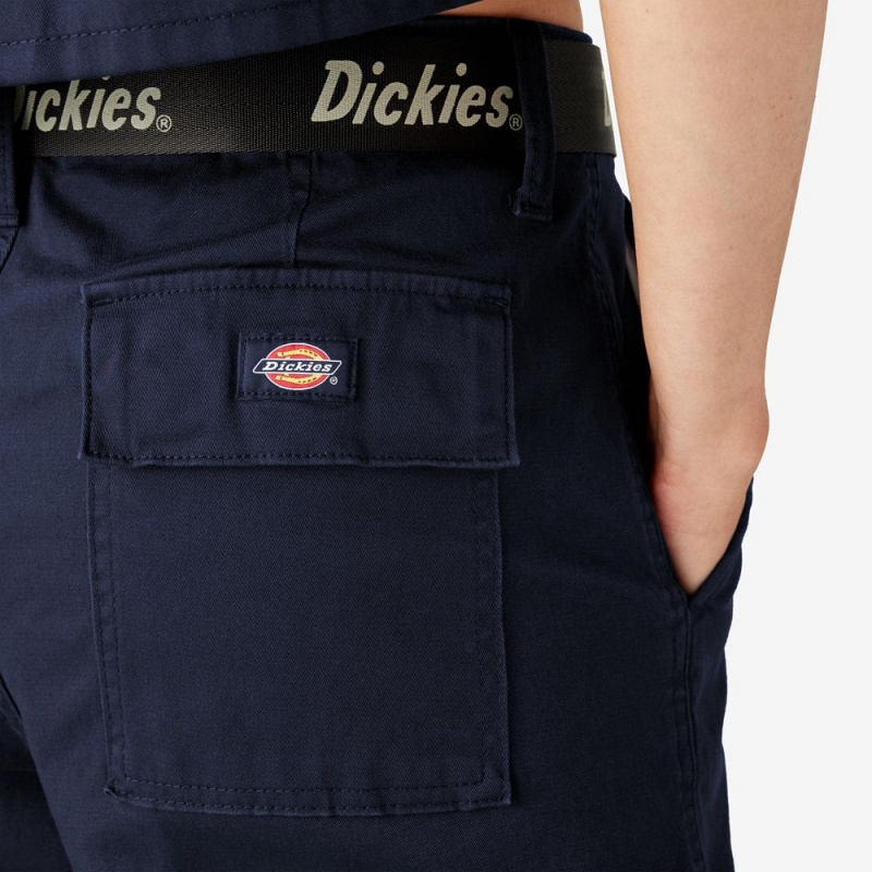 Navy Dickies Relaxed Fit Cropped Women's Cargo Pants | 358-WIGXYF