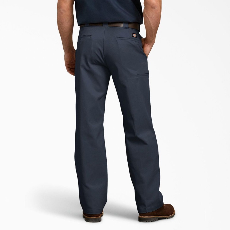 Navy Dickies Relaxed Fit Double Knee Men's Work Pants | 974-HDUNER