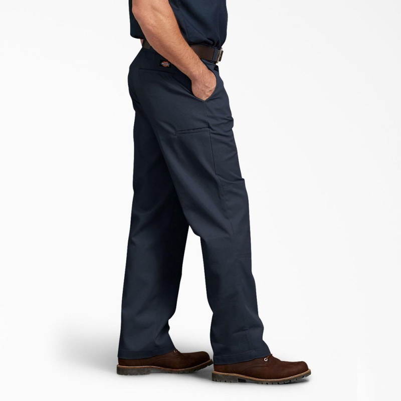 Navy Dickies Relaxed Fit Double Knee Men's Work Pants | 974-HDUNER