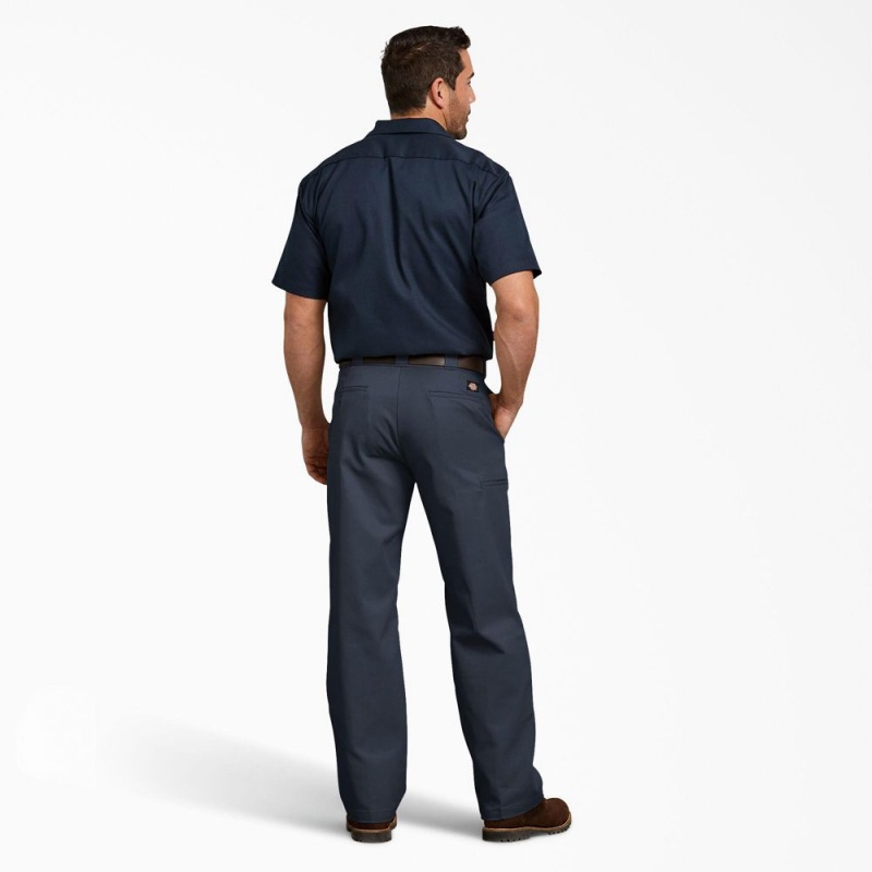 Navy Dickies Relaxed Fit Double Knee Men's Work Pants | 974-HDUNER