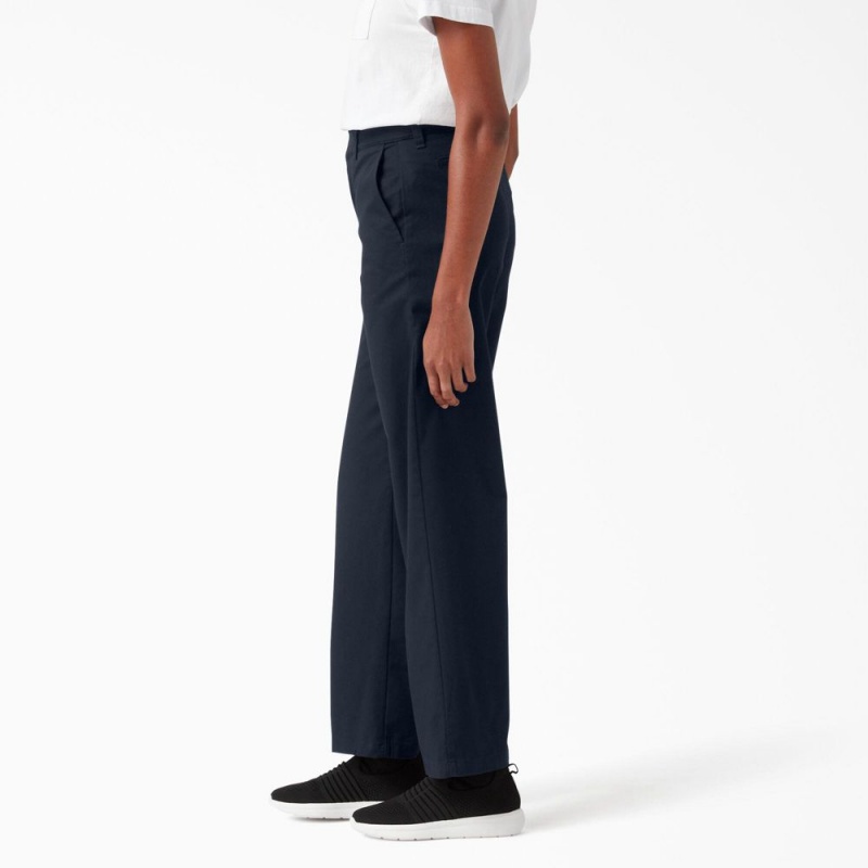 Navy Dickies Relaxed Fit Wide Leg Women's Pants | 876-YWCXTV