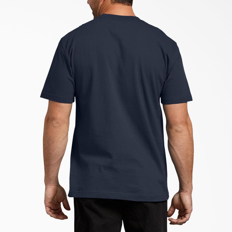 Navy Dickies Short Sleeve Men's T-Shirt | 836-BRPSYD