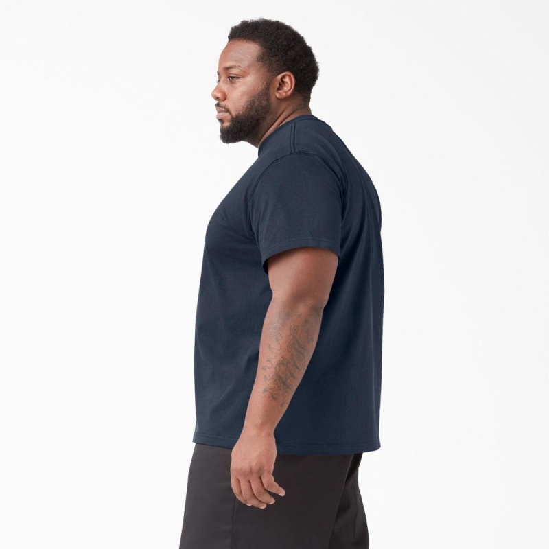 Navy Dickies Short Sleeve Men's T-Shirt | 836-BRPSYD